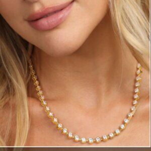 Melinda Maria Mama Baroness Tennis Necklace Gold|White Diamondettes